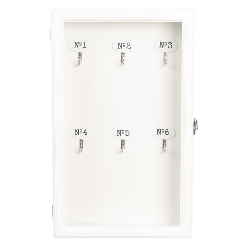 Clayre & Eef Armadietto per chiavi 24x7x38 cm Bianco Legno  Rettangolo