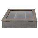 Clayre & Eef Range-couverts 30x30x8 cm Gris Bois Verre Carré