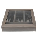 Clayre & Eef Range-couverts 30x30x8 cm Gris Bois Verre Carré