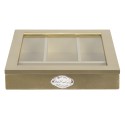 Clayre & Eef Cutlery Tray 30x30x8 cm Gold colored Wood Glass Square