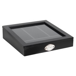 Clayre & Eef Cutlery Tray 30x30x8 cm Black Wood Glass Square