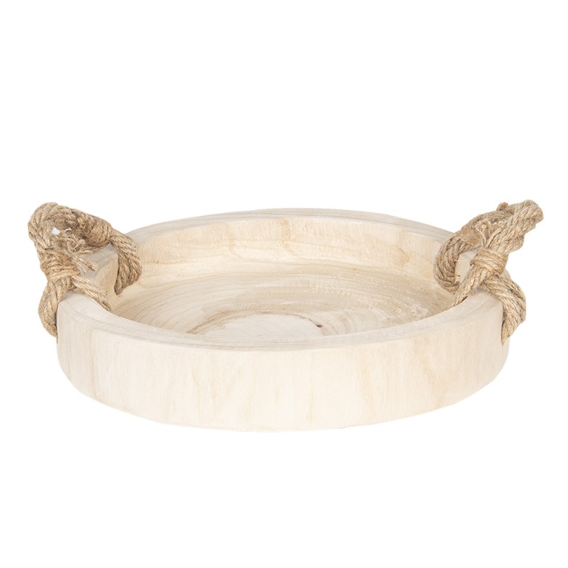 Clayre & Eef Decorative Serving Tray Ø 35 cm Brown Wood Round