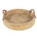 Clayre & Eef Dekoration Serviertablett Ø 35 cm Braun Holz Rund