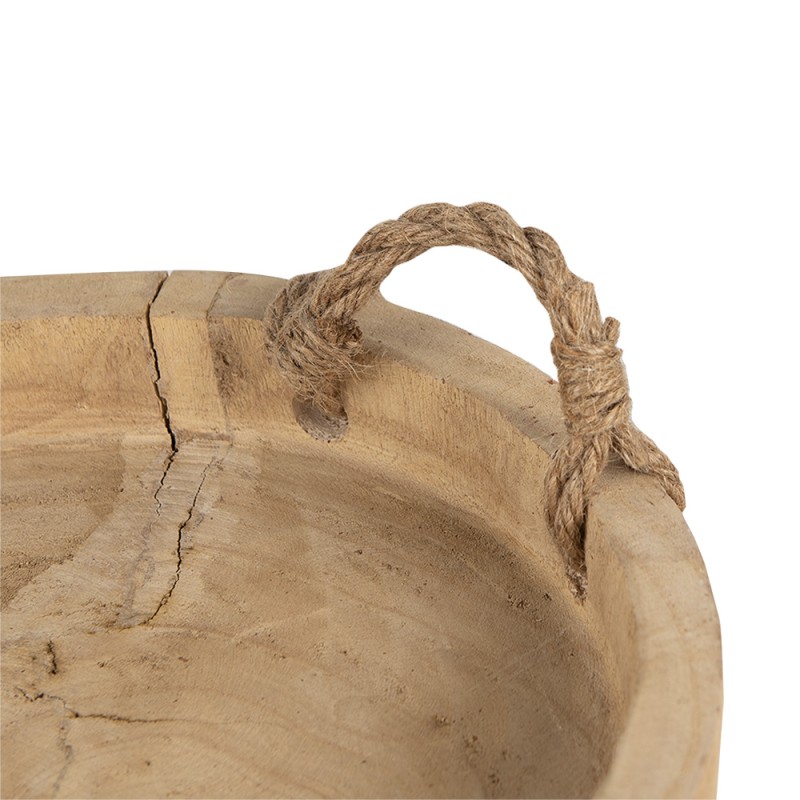 Clayre & Eef Dekoration Serviertablett Ø 35 cm Braun Holz Rund
