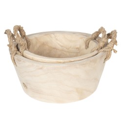 Clayre & Eef Storage Basket Set of 2 Ø 36 / Ø 29 cm Beige Wood Round