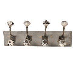 Clayre & Eef Wandgarderobe 4 Haken 45x10x18 cm Weiß Holz