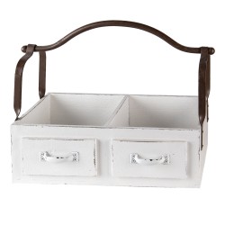 Clayre & Eef Panier 41x19x29 cm Blanc Bois Métal