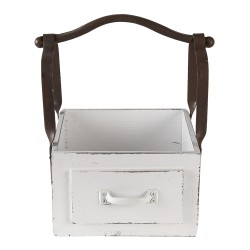 Clayre & Eef Korb 24x19x28 cm Weiß Holz Metall