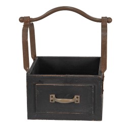 Clayre & Eef Basket 24x19x28 cm Black Wood Metal