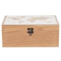 Clayre & Eef Cassapanca di archiviazione 24x16x10 cm Marrone Legno  Rettangolo Mappa del mondo