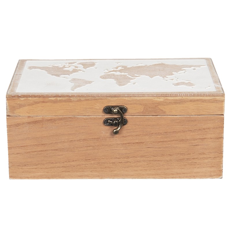 Clayre & Eef Opbergkist 24x16x10 cm Bruin Hout Rechthoek Wereldkaart
