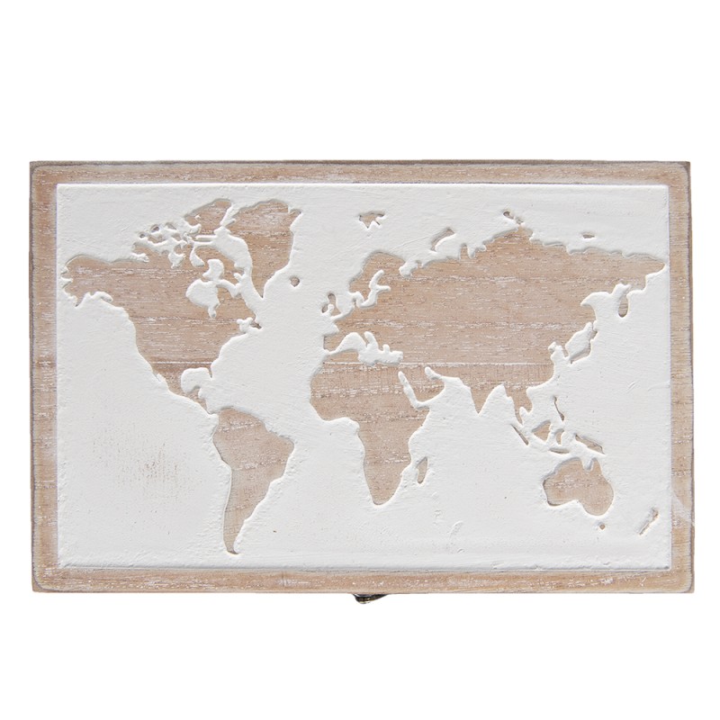 Clayre & Eef Cassapanca di archiviazione 24x16x10 cm Marrone Legno  Rettangolo Mappa del mondo