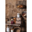 Clayre & Eef Opbergdoosje Set van 2  18x18x12 cm Bruin Hout Glas Vierkant