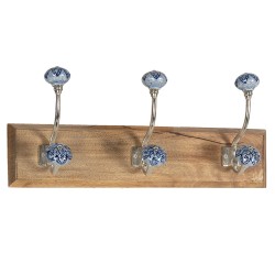Clayre & Eef Wandkapstok 44x10x17 cm Bruin Blauw Hout