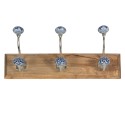 Clayre & Eef Wandkapstok 44x10x17 cm Bruin Blauw Hout