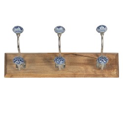 Clayre & Eef Wandkapstok 44x10x17 cm Bruin Blauw Hout