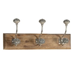 Clayre & Eef Portemanteau mural 44x10x17 cm Marron Gris Bois Fer Rectangle