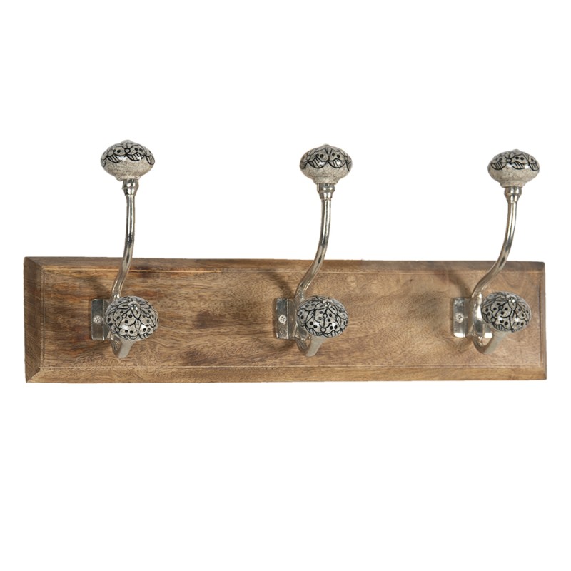 Clayre & Eef Wandkapstok  44x10x17 cm Bruin Grijs Hout Ijzer Rechthoek