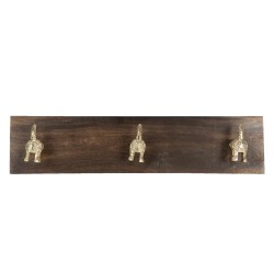 Clayre & Eef Wall Coat Rack 44x8x10 cm Brown Wood Iron Rectangle