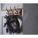 Clayre & Eef Wall Coat Rack 3 Hooks 30x8x10 cm Brown White Wood Iron Rectangle