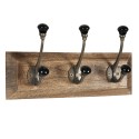 Clayre & Eef Wall Coat Rack 30x8x10 cm Black Wood Iron Rectangle