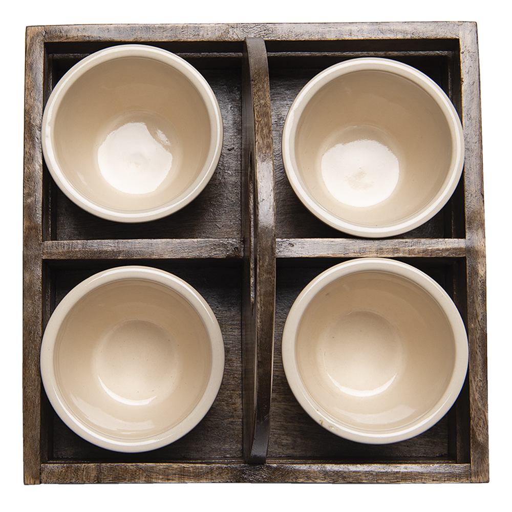 Bloempot Set Van 4 24X24X17 Cm Bruin Hout-image