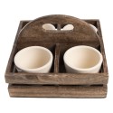 Clayre & Eef Pot de fleurs set de 4 24x24x17 cm Marron Bois Carré