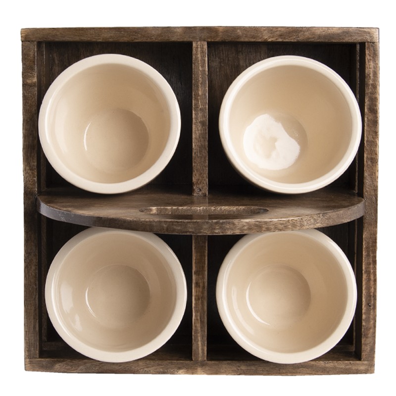 Clayre & Eef Pot de fleurs set de 4 24x24x17 cm Marron Bois Carré