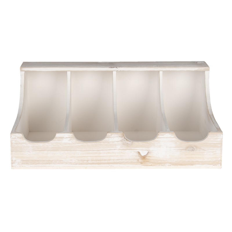 Clayre & Eef Range-couverts 41x28x17 cm Blanc Bois Rectangle