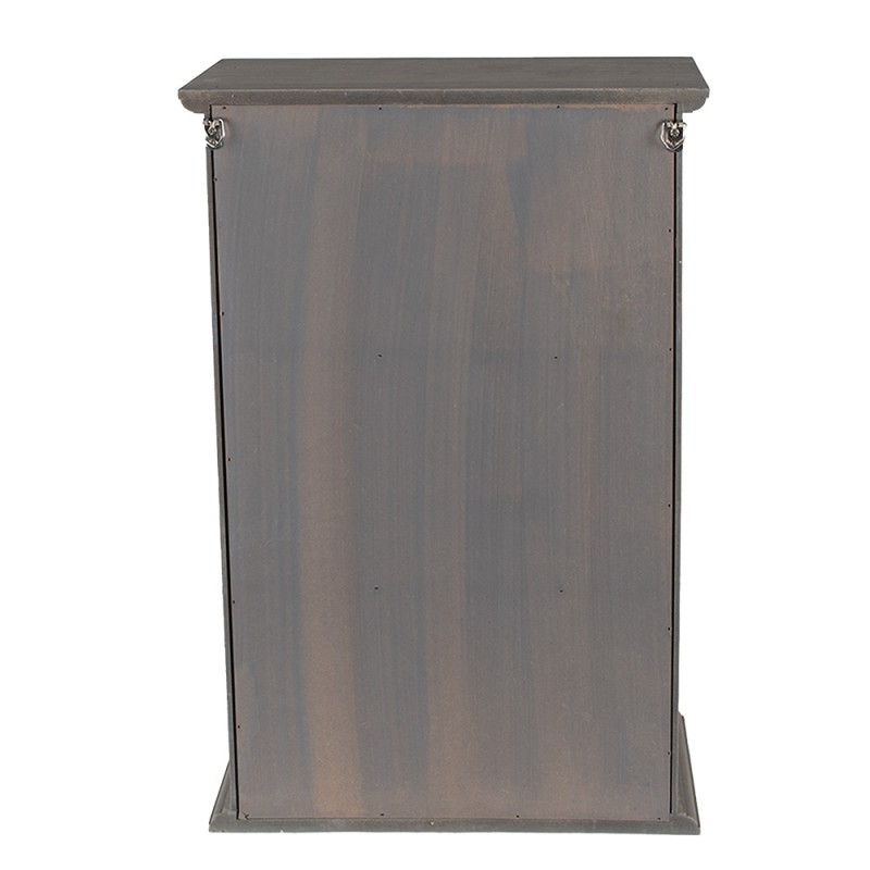 Clayre & Eef Wandregal 33x15x50 cm Grau Holz Glas Rechteck