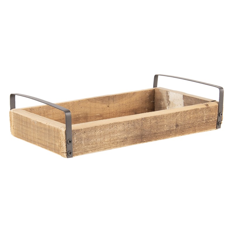 Clayre & Eef Décoration plateau set de 3 Marron Bois Zinc Rectangle