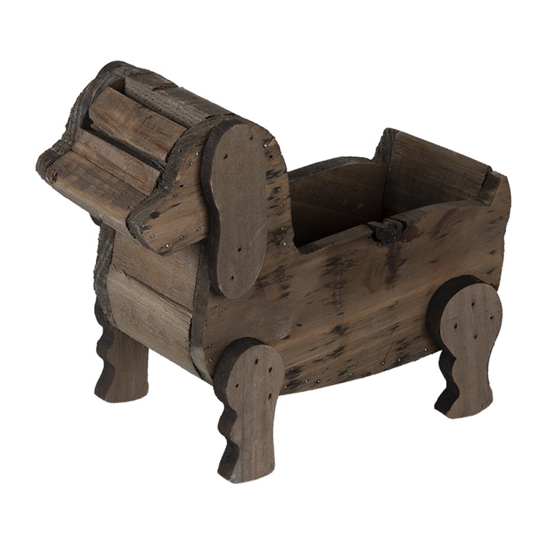 Clayre & Eef Bloempot  26x12x11 cm Bruin Hout Hond