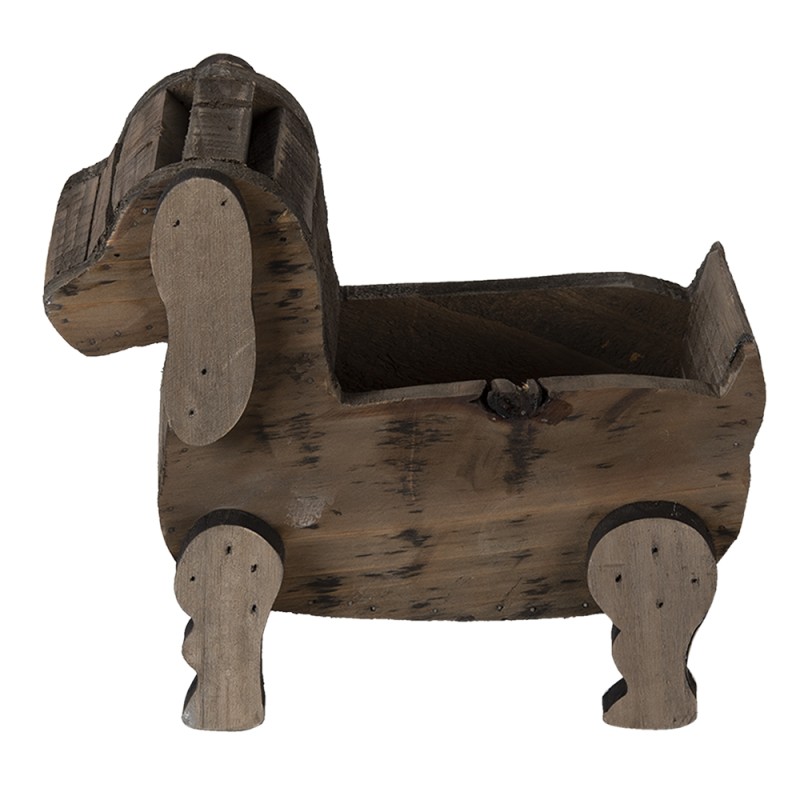 Clayre & Eef Fioriera 26x12x11 cm Marrone Legno  Cane