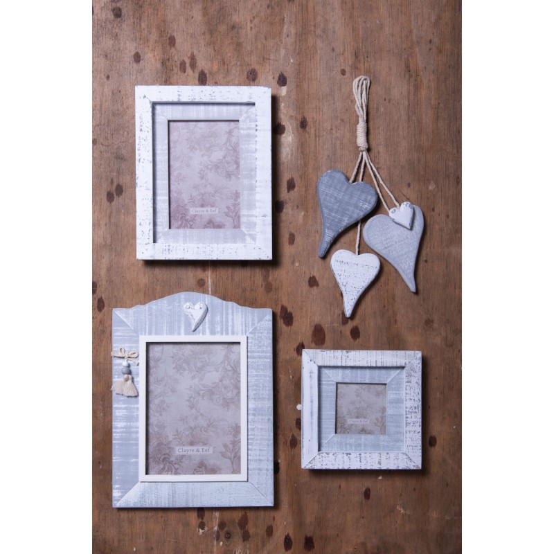 Clayre & Eef Pendentif 8x5x32 cm Gris Bois En forme de coeur