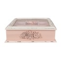 Clayre & Eef Theedoos 9 vakken  32x26x9 cm Roze Houtproduct Rechthoek Bloemen