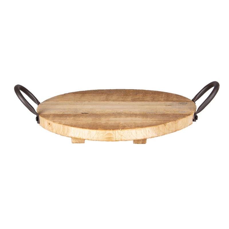 Clayre & Eef Tablett Ø 26x2 cm Braun Holz Rund