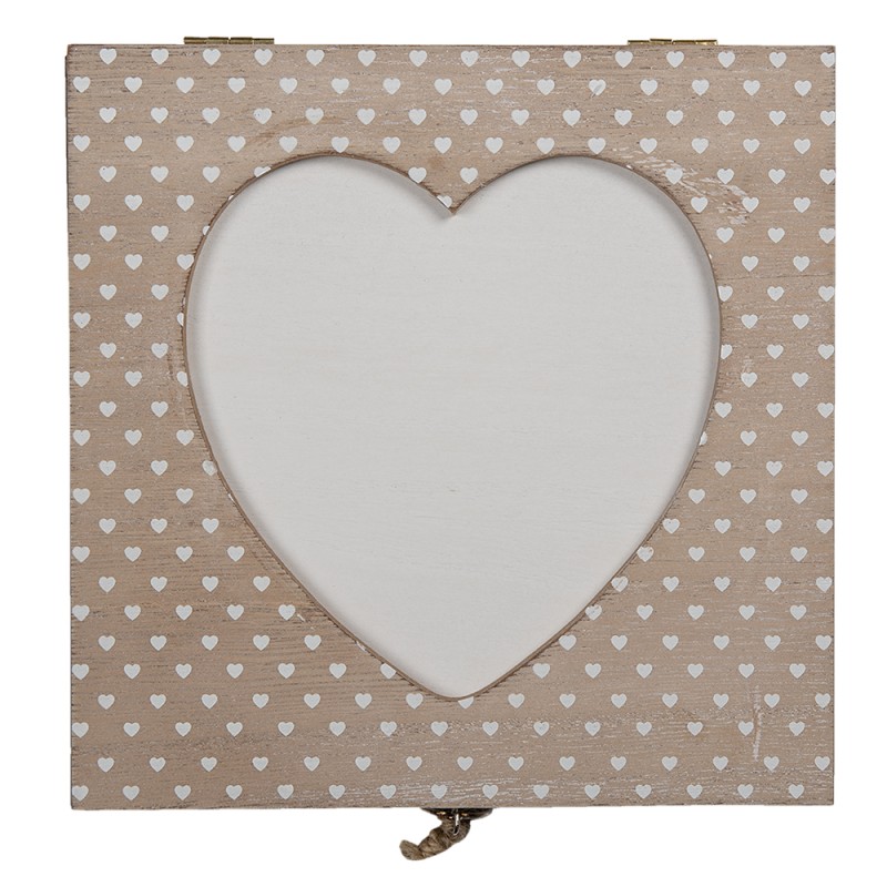 Clayre & Eef Boîte de rangement 20x20x7 cm Marron Bois Coeur