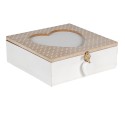 Clayre & Eef Boîte de rangement 20x20x7 cm Marron Bois Coeur