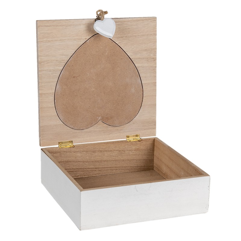 Clayre & Eef Boîte de rangement 20x20x7 cm Marron Bois Coeur