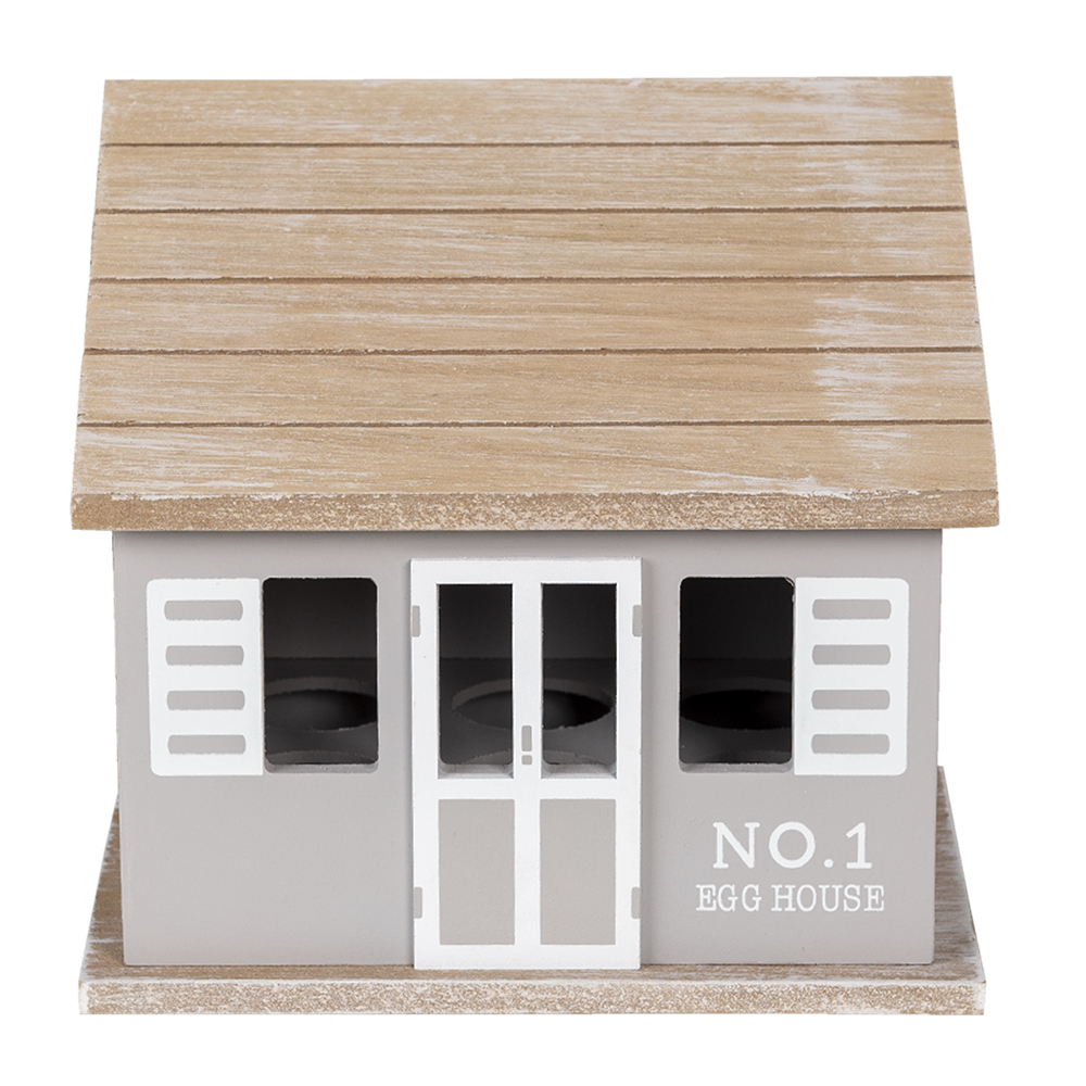 Clayre & Eef Eierkastje Huis 20x14x18 cm Grijs Bruin Hout afbeelding