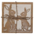 Clayre & Eef Untersetzer für Gläser 4er Set 10x10 cm Braun Holz Quadrat Hasen