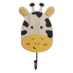 Clayre & Eef Wall Hook Giraffe 11x4x21 cm Brown Yellow Wood Iron