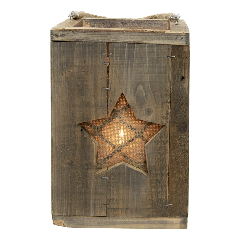 Clayre & Eef Windlicht 19x19x28 cm Braun Holz Stern