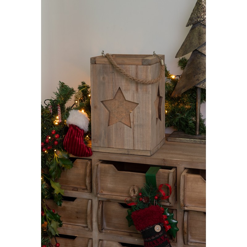 Clayre & Eef Windlicht 19x19x28 cm Braun Holz Stern