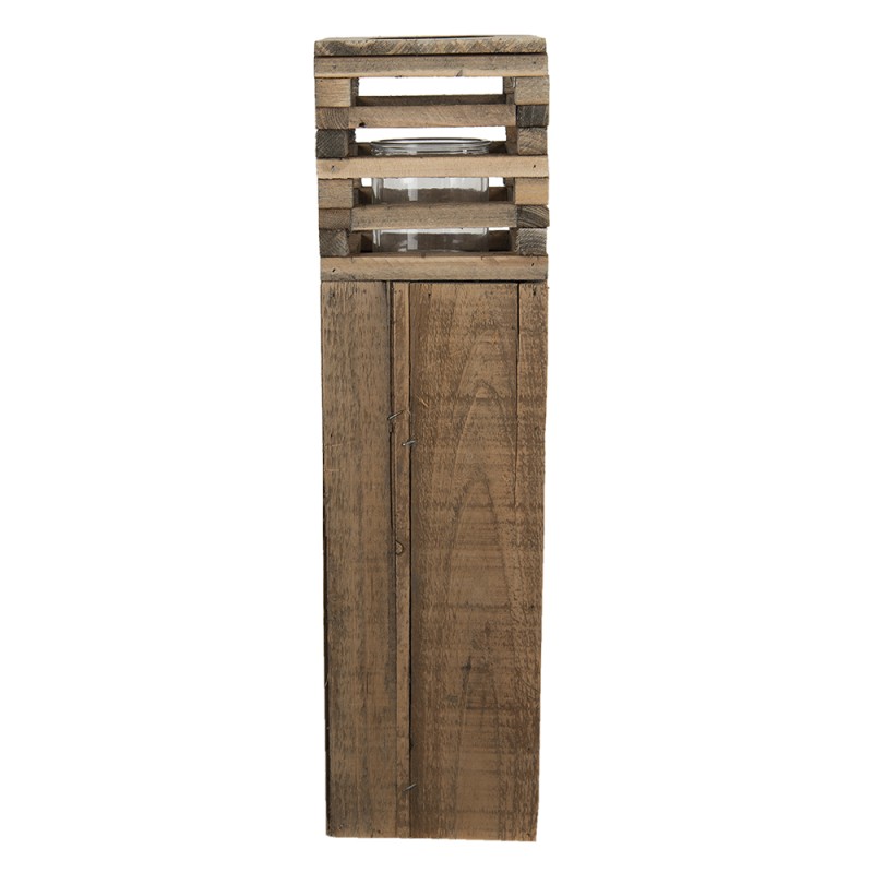 Clayre & Eef Windlicht 14x14x52 cm Braun Holz