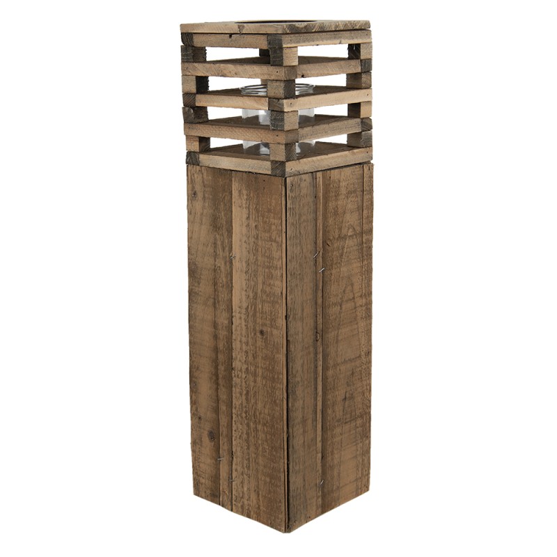 Clayre & Eef Windlicht 14x14x52 cm Braun Holz