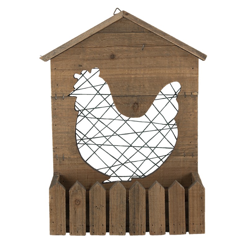 Clayre & Eef Storage Basket 32x12x40 cm Brown Wood Chicken