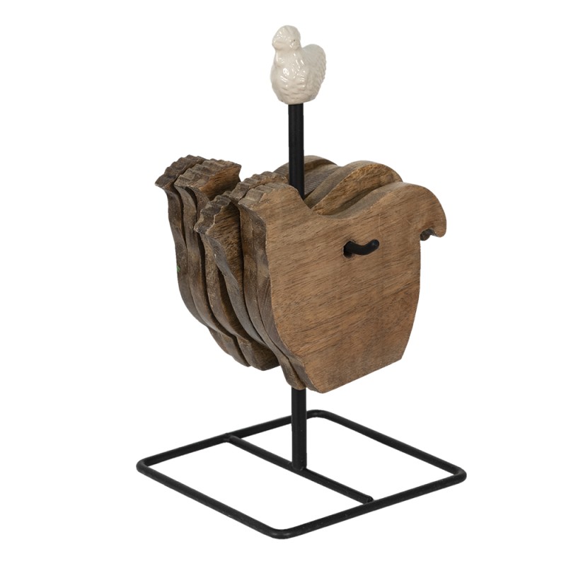 Clayre & Eef Coasters for Glasses Chicken 11x11x22 cm Brown Wood