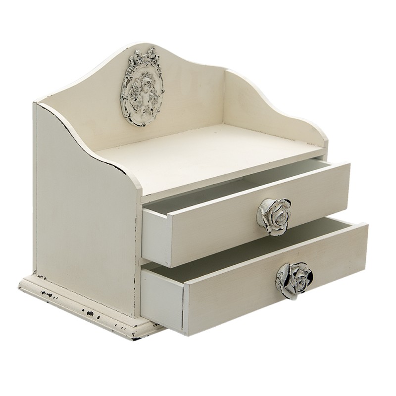 Clayre & Eef Portalettere 26x14x20 cm Bianco MDF Plastica Angelo