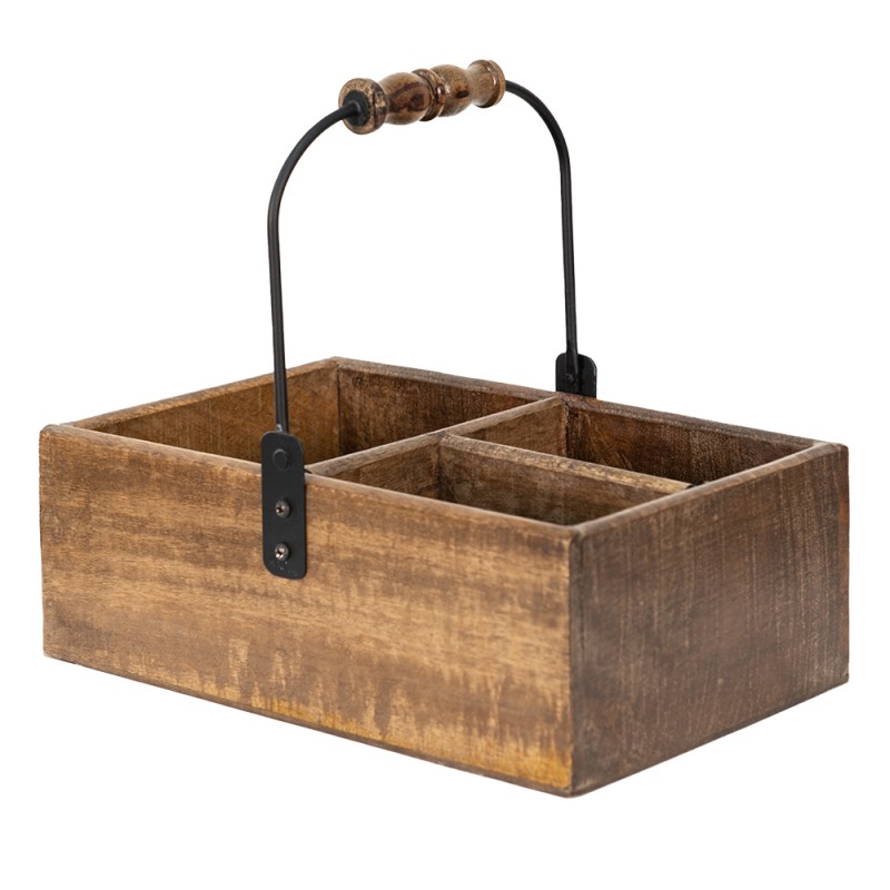 Clayre & Eef Aufbewahrungsbox 27x18x12/25 cm Braun Holz Metall